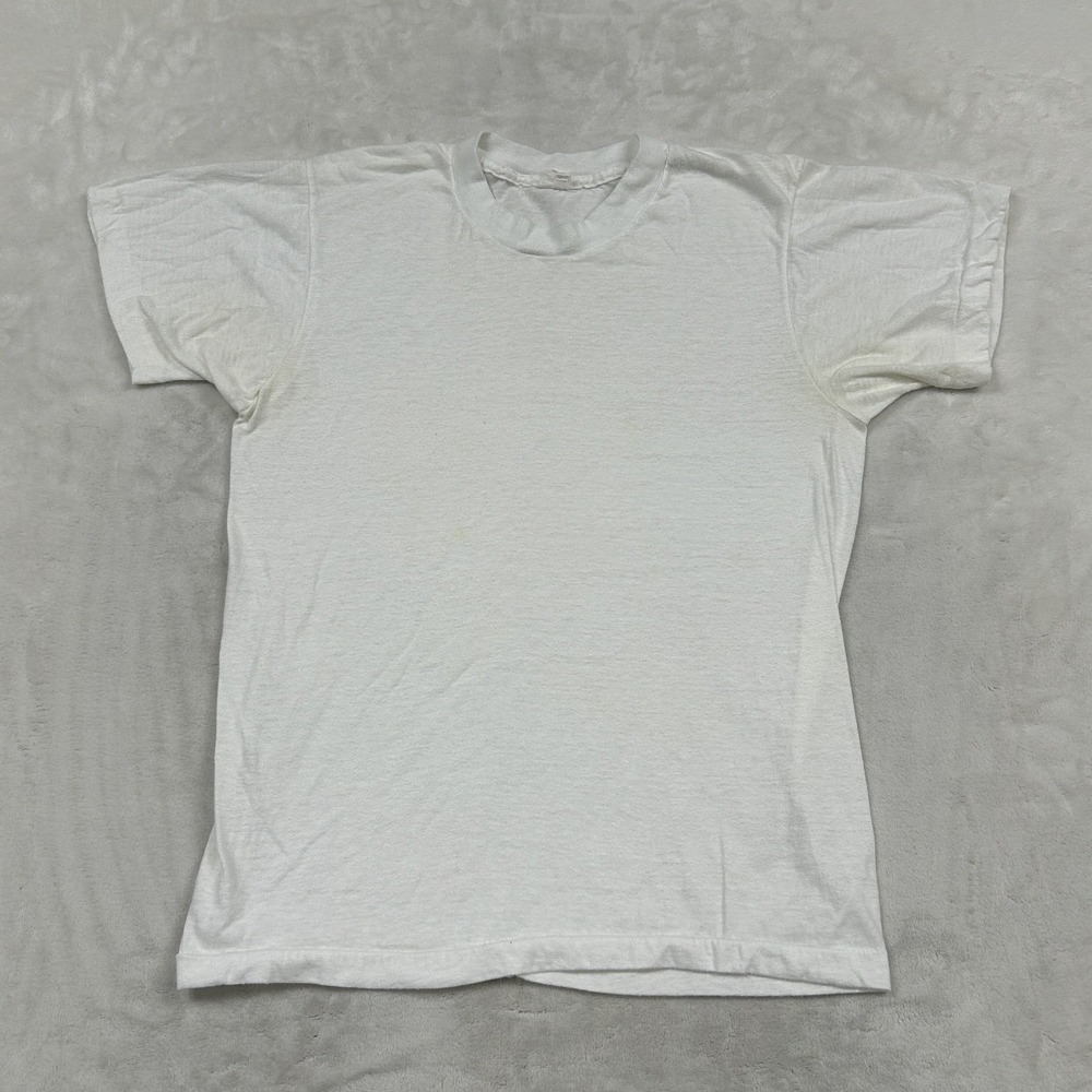 Vintage fruit of the loom Blank T-Shirt Mens M White Single Stitch Crew Neck Tee